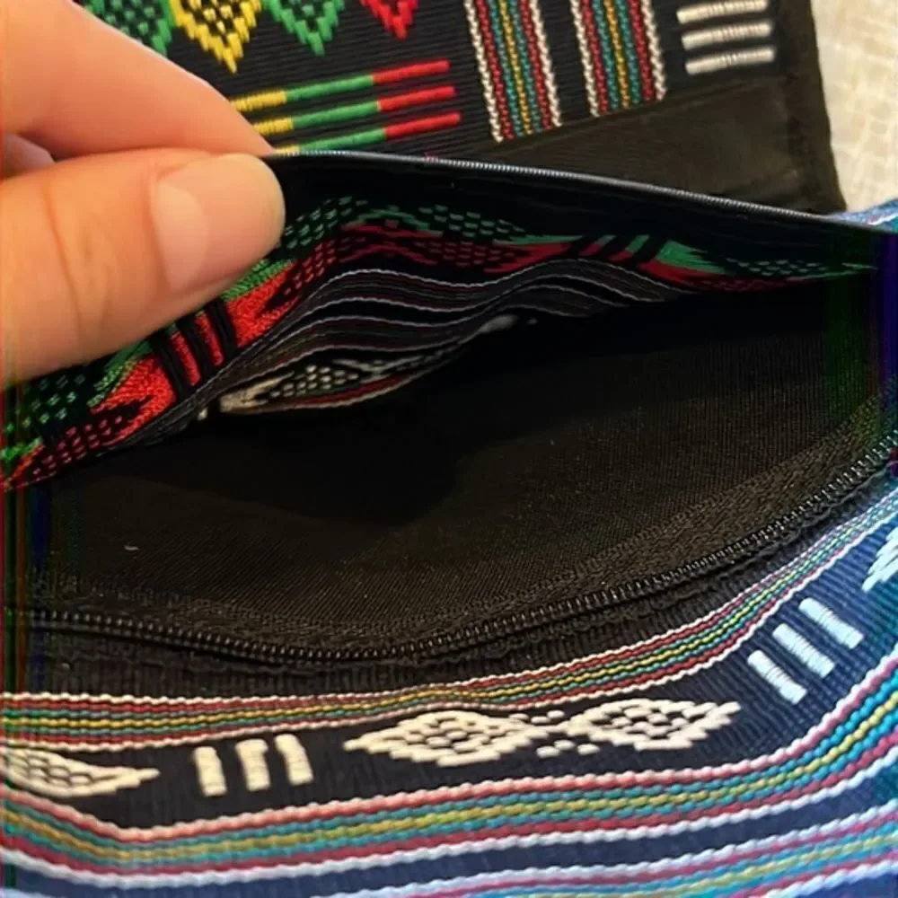 Large Black Velcro Rasta Fold Wallet Red, Gold, Black, Green